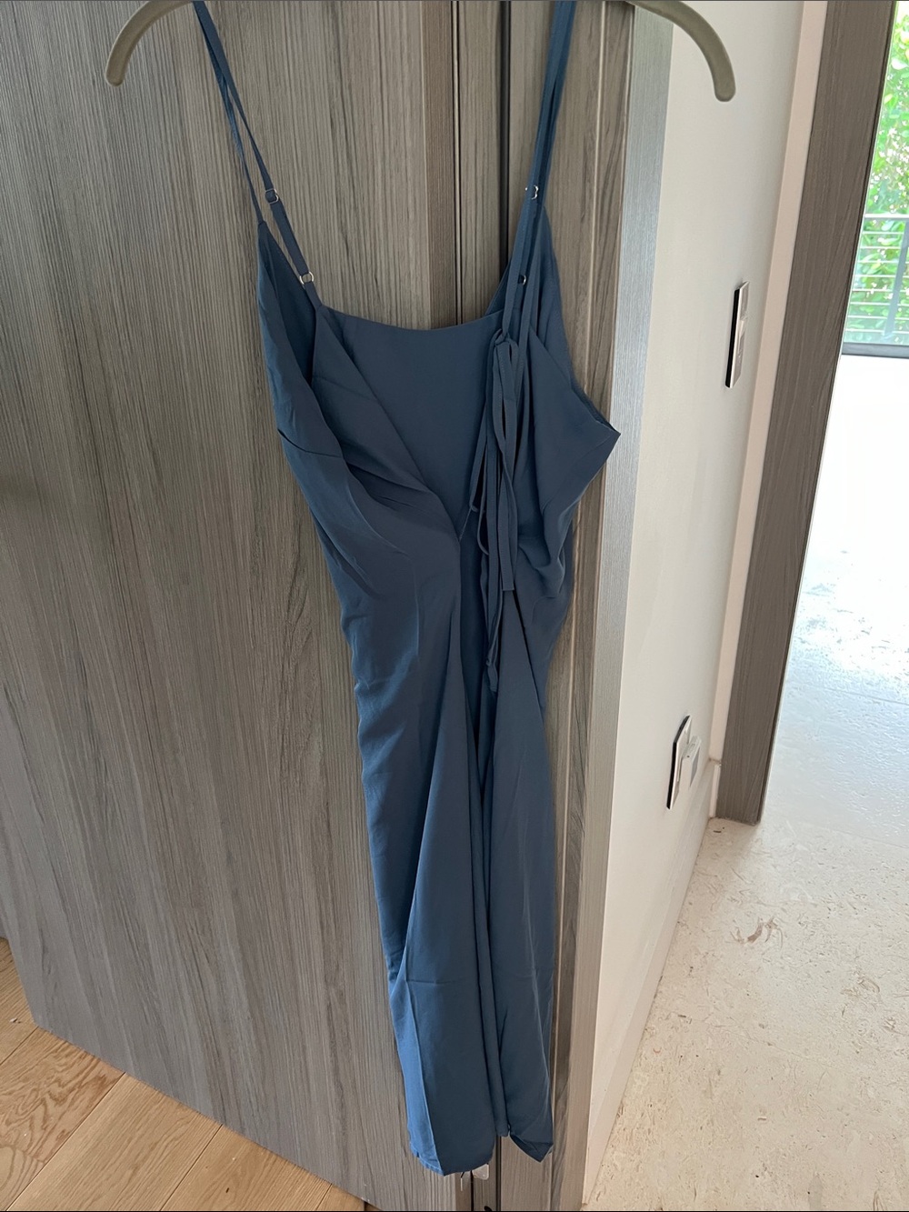NWT LULU'S Penelope slip dress w belt midi dusty blue L - Picture 8 of 13